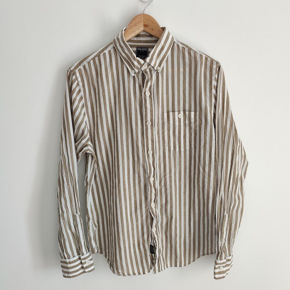 Todd Snyder Striped Lightweight Cotton Poplin Shirt Mens Size Medium Portugal